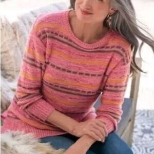 Soft Surroundings NEW 2X Cotton striped sweater